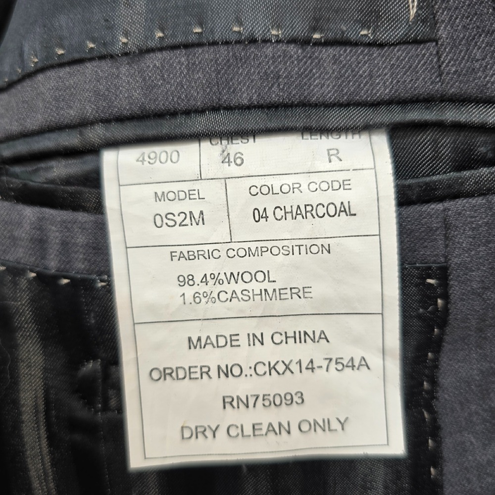 Camiloni Italia Wool Cashmere Blazer Charcoal Gray Sport Coat Size Men's 46R - Picture 5 of 13